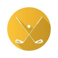 Golfball und Schläger. flaches Design lange Schattensymbol. Golfausrüstung. Vektor-Silhouette-Symbol vektor