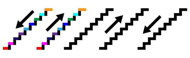 Treppe Symbol nach oben und unten Symbole. vektor