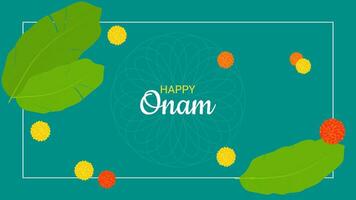 Onam indisch Festival Kerala Zustand. Blumen- Muster. glücklich Onam Urlaub. Poster Banner Design. Illustration. vektor