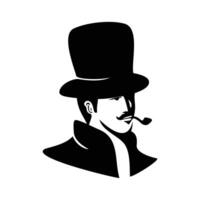 Gentleman Logo Vorlage. Mann mit Hut Silhouette Zeichen, Symbol Illustration. vektor