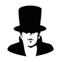 Gentleman Logo Vorlage. Mann mit Hut Silhouette Zeichen, Symbol Illustration. vektor