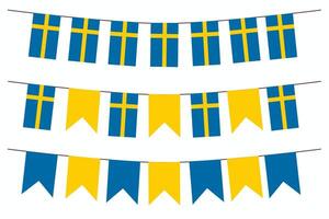 svenska flaggor flaggväv uppsättning element isolerat på vit bakgrund vektor