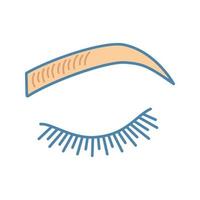 Farbsymbol für Microblading-Augenbrauen. Augenbrauen färben. Dauerhaftes Make-up. Brauen formen durch tätowieren. Auftragen von Pigmenten. isolierte Vektorillustration vektor