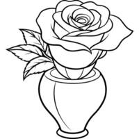 Rose Blume Gliederung Illustration Färbung Buch Seite Design, Rose Blume schwarz und Weiß Linie Kunst Zeichnung Färbung Buch Seiten zum Kinder und Erwachsene vektor