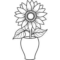 Sonnenblume Blume Gliederung Illustration Färbung Buch Seite Design, Sonnenblume Blume schwarz und Weiß Linie Kunst Zeichnung Färbung Buch Seiten zum Kinder und Erwachsene vektor