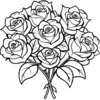 Rose Blume Gliederung Illustration Färbung Buch Seite Design, Rose Blume schwarz und Weiß Linie Kunst Zeichnung Färbung Buch Seiten zum Kinder und Erwachsene vektor