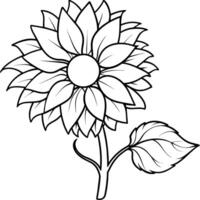 Sonnenblume Blume Gliederung Illustration Färbung Buch Seite Design, Sonnenblume Blume schwarz und Weiß Linie Kunst Zeichnung Färbung Buch Seiten zum Kinder und Erwachsene vektor