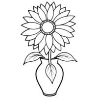 Sonnenblume Blume Gliederung Illustration Färbung Buch Seite Design, Sonnenblume Blume schwarz und Weiß Linie Kunst Zeichnung Färbung Buch Seiten zum Kinder und Erwachsene vektor