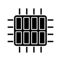 Octa-Core-Prozessor Glyphensymbol. Silhouette-Symbol. Achtkern-Mikroprozessor. Mikrochip. Zentralprozessor. Computer, Telefon Multi-Core-Prozessor. Integrierter Schaltkreis. negativen Raum. isolierte Vektorgrafik vektor
