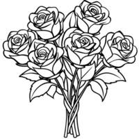 Rose Blume Gliederung Illustration Färbung Buch Seite Design, Rose Blume schwarz und Weiß Linie Kunst Zeichnung Färbung Buch Seiten zum Kinder und Erwachsene vektor