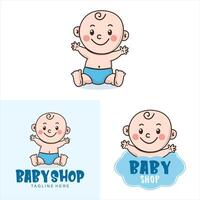 Baby Geschäft Logo Design mit Kinder- Symbole vektor