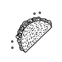 Hand gezeichnet Taco Gekritzel Illustration vektor