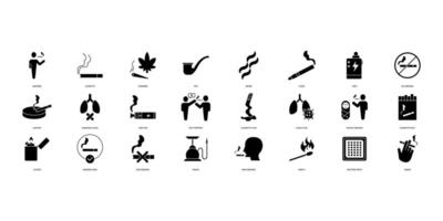 rökning ikoner uppsättning. uppsättning av redigerbar stroke icons.set av rökning vektor