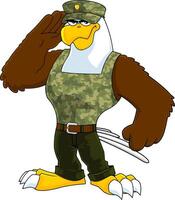 Adler Soldat Karikatur Charakter Gruß vektor