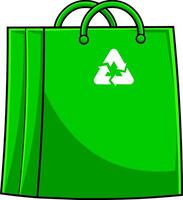 Karikatur Grün Einkaufen Tasche mit Recycling Symbol vektor