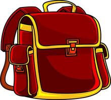 tecknad serie röd skola väska ryggsäck vektor