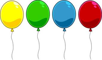 tecknad serie fyra färgrik ballonger vektor