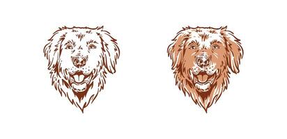 Zeichnung von Smiley golden Retriever Hund Kopf Hand gezeichnet Illustration süß Tier Gesicht vektor