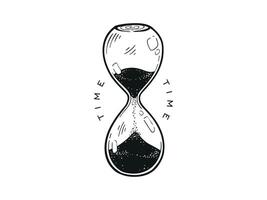 Sanduhr Illustration zum Frist Zeit Countdown Zeichnung zu nicht verschwenden Zeit mit Sand Glas Jahrgang Konzept vektor