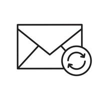Lineares E-Mail-Symbol aktualisieren. dünne Linie Abbildung. E-Mail-Brief mit Recyclingpfeil-Kontursymbol. Vektor isolierte Umrisszeichnung
