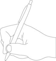 einer Linie Zeichnung Hand halten Stift vektor