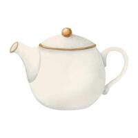 Weiß Porzellan Keramik Teekanne Aquarell Illustration zum Kräuter- Tee Pakete, elegant Party Einladungen vektor