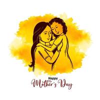 Lycklig mors dag hälsning kort med skön mor och barn design vektor