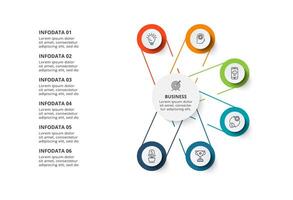kreativ begrepp för infographic med 6 steg, alternativ, delar eller processer. företag data visualisering. vektor