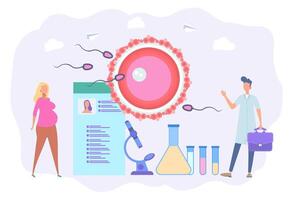 artificiell insemination teknologier, surrogat mor, uppfattning av en barn, graviditet. uterin sjukdom i kvinnor. behandling av kvinna organ. färgrik illustration. vektor