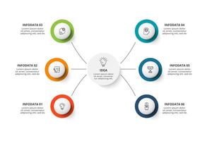 kreativ begrepp för infographic med 6 steg, alternativ, delar eller processer. företag data visualisering. vektor