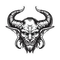 Teufel Kopf oder Luzifer Illustration Design Bild auf Weiß Hintergrund vektor