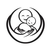 Mutter und Baby Logo Design auf Weiß Hintergrund vektor