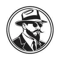 Mafia Boss Logo im Kreis Bild Design auf Weiß Hintergrund vektor