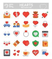 hjärtan platt ikoner uppsättning . illustration vektor