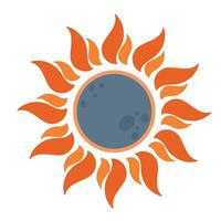 Sonne und Mond. Solar- Finsternis Elemente. eben modisch Illustration isoliert auf Weiß Hintergrund. vektor