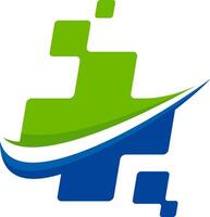 grön blå medicinsk logotyp design vektor