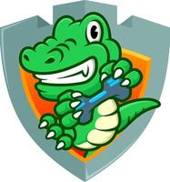 Krokodil Spielen Logo Design vektor