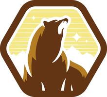 grizzly Björn logotyp design vektor