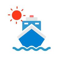 Schiff und Sonne Symbol. Kreuzfahrt und maritim Transport. vektor