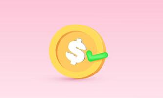 3d realistisk ikon modern pengar dollar tecken mynt sparande design vektor