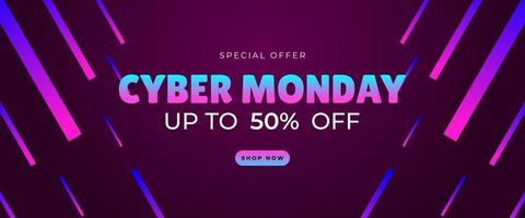 Cyber-Monday-Sale-Banner-Vorlage mit futuristischem Design auf dunklem Hintergrund für Werbeplakate oder Geschäftsförderung vektor