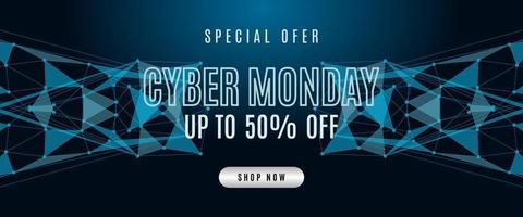 Cyber-Monday-Sale-Banner-Vorlage mit futuristischem Design auf dunklem Hintergrund für Werbeplakate oder Geschäftsförderung vektor