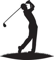 Golf Spieler Silhouette auf Weiß Hintergrund. vektor