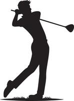 Golf Spieler Silhouette auf Weiß Hintergrund. vektor