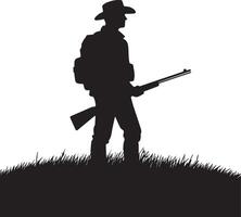 Jagd Mann Silhouette Satz. Jagd Mann mit Gewehr vektor