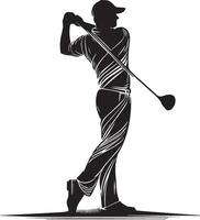 Golf Spieler Silhouette auf Weiß Hintergrund. vektor