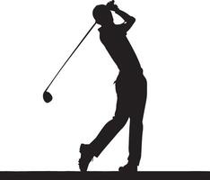 Golf Spieler Silhouette auf Weiß Hintergrund. vektor