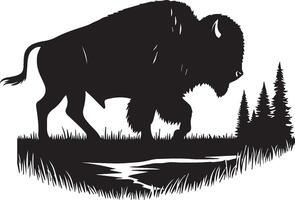 bison silhuett isolerat på vit bakgrund. ko logotyp vektor