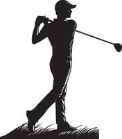 Golf Spieler Silhouette auf Weiß Hintergrund. vektor