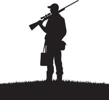 Jagd Mann Silhouette Satz. Jagd Mann mit Gewehr vektor